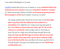 thumbnail of Guard claims Jeffrey Epstein was wheeled out of prison, alive Fellowship Of The Minds.png