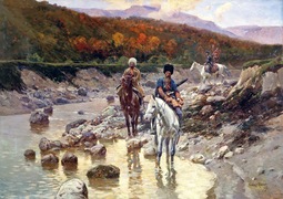 thumbnail of Franz Roubaud - Cossacks in a Mountain River.jpg
