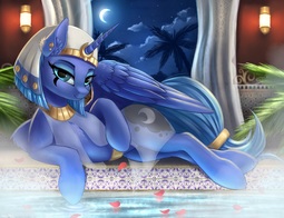 thumbnail of 1994756__safe_artist-colon-pony-dash-way_princess+luna_alicorn_chest+fluff_clothes_egyptian_female_implied+somnambula_laying+down_laying+on+side_lookin.jpg