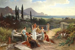 thumbnail of Albert Dre ƒler (1822GÇô1897) Women at the well - oil on canvas.jpg