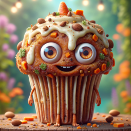 thumbnail of DALL·E 2023-11-28 18.08.22 - A highly detailed and unique original character designed as a carrot muffin. This muffin character has a distinctive appearance, with a textured surfa.png