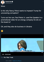 thumbnail of Charlie Kirk twt 10062019 nancy and son Ukraine.png