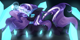 thumbnail of 2139308__safe_artist-colon-redheartponiesfan_nightmare+rarity_magic_pony_prone_solo.png