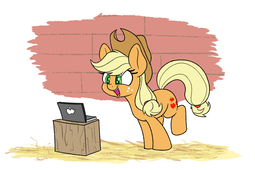 thumbnail of 2007155__safe_artist-colon-heir-dash-of-dash-rick_applejack_apple+(company)_computer_cute_excited_hoof+in+air_jackabetes_leaning+forward_open+mouth.png