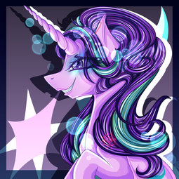 thumbnail of 2849737__safe_artist-colon-0daimon0_starlight+glimmer_pony_unicorn_cutie+mark_eyelashes_female_gray+background_horn_mare_purple+eyes_purple+mane_shadow_simple+b.png