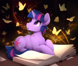 thumbnail of 2819356__safe_artist-colon-yakovlev-dash-vad_derpibooru+import_twilight+sparkle_unicorn+twilight_butterfly_pony_unicorn_book_female_looking+at+each+other_lookin.png