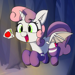 thumbnail of 1999677__safe_artist-colon-pabbley_sweetie+belle_alicorn_alicornified_apple_bat+ponified_bat+pony_bat+pony+alicorn_clothes_colored_cute_diasweetes_excl.png