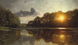 thumbnail of Peder_Mønsted_-_Sunset_over_a_forest_lake.jpg