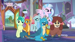 thumbnail of 2013026__safe_screencap_gallus_ocellus_sandbar_silverstream_smolder_yona_uprooted_spoiler-colon-s09e03_bow_changedling_changeling_classical+hippogriff_.jpeg