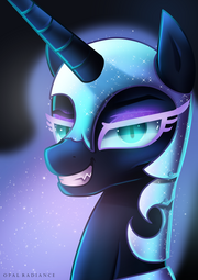 thumbnail of 2884679__safe_artist-colon-opal_radiance_derpibooru+import_nightmare+moon_alicorn_bust_fangs_grin_smiling_solo.png