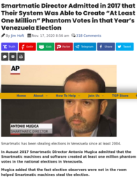 thumbnail of Screenshot 2023-03-14 at 08-34-55 Smartmatic Director Admitted in 2017 that Their System Was Able to Create At Least One Million Phantom Votes in that Year's Venezuela Election.png