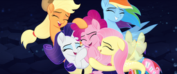 thumbnail of 1074028__safe_applejack_fluttershy_pinkie+pie_rainbow+dash_rarity_pony_eyes+closed_fin+wings_group+hug_hat_horn_hug_mane+five_my+little+pony-colon-+the+movie_s.png
