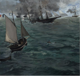 thumbnail of The battle of USS Kearsage and CSS Alabama_Manet_1864.PNG