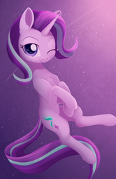 thumbnail of 1990993__safe_artist-colon-dusthiel_starlight+glimmer_female_looking+at+you_mare_one+eye+closed_pony_solo_starlight+glimmer+day_starry+backdrop_unicorn.png