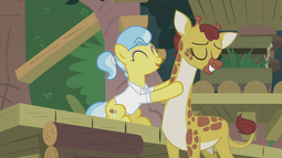 thumbnail of 2090591__safe_screencap_clementine_doctor+fauna_she+talks+to+angel_spoiler-colon-s09e18_clothes_duo_earth+pony_eyes+closed_female_giraffe_mare_massage_.png