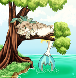 thumbnail of 26564__safe_artist-colon-inuhoshi-dash-to-dash-darkpen_hippogriff_classical+hippogriff_hybrid_lake_male_sad_seapony+28g429_sitting+in+a+tree_solo_surf+and-fws.png