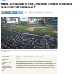 thumbnail of DNC unlikely to wrap up at Miller Park - Milwaukee Business Journal.png