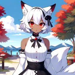 thumbnail of DALL·E 2024-02-26 17.06.03 - Create an image of an anime-style character with fox-like features, with dark skin. The character should have white hair and fox ears, red eyes, and a.webp