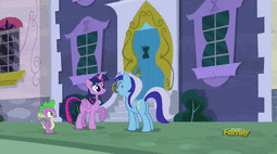 thumbnail of 930090__safe_screencap_minuette_spike_twilight+sparkle_amending+fences_alicorn_animated_canterlot_cute_female_happy_horses+doing+horse+things_jumping_m.gif