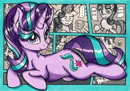 thumbnail of 2061052__safe_artist-colon-canvymamamoo_starlight+glimmer_ear+fluff_eating_female_floppy+ears_food_glowing+horn_horn_i+mean+i+see_looking+at+you_lying+.jpeg