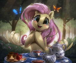 thumbnail of 2005794__safe_artist-colon-light262_fluttershy_amazed_biscuits_blushing_bush_bust_butterfly_crying_cup_cute_dappled+sunlight_dark_female_food_forest_ha.jpeg