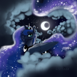 thumbnail of 2062765__safe_artist-colon-livitoza_princess+luna_ethereal+mane_ethereal+tail_hair+over+one+eye_moon_night_prone_signature_sitting+on+cloud_solo_starry.png