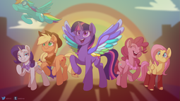 thumbnail of 2082599__safe_artist-colon-elstiv_applejack_fluttershy_pinkie+pie_rainbow+dash_rarity_twilight+sparkle_rainbow+roadtrip_spoiler-colon-rainbow+roadtrip_.png