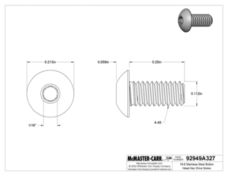 thumbnail of 92949A327_18-8 Stainless Steel Button Head Hex Drive ScrewL.GIF