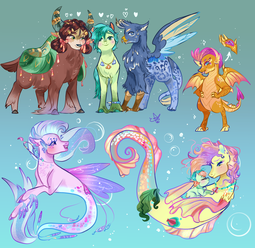 thumbnail of 2628074__safe_artist-colon-bunnari_smolder_dragon_earth+pony_griffon_hippogriff_pony_alternate+design_bisexual_bow_classical+hippogriff_cloven+hooves_colored+ho.png