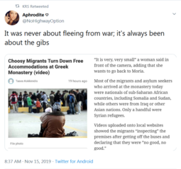 thumbnail of Screenshot_2019-11-17 Aphrodite ♡ on Twitter It was never about fleeing from war; it's always been about the gibs https t c[...].png