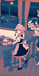 thumbnail of lolibooru 500290 black_footwear flandre_scarlet koito_(bowstringsmall) limited_palette looking_at_viewer multiple_girls puffy_short_sleeves touhou_project.jpg