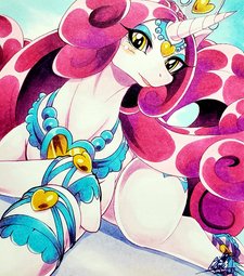 thumbnail of 2380409__safe_artist-colon-025aki_idw_princess+amore_pony_unicorn_blushing_colored+pupils_crown_curly+mane_female_horn_jewelry_looking+at+you_necklace_open+mout.jpg