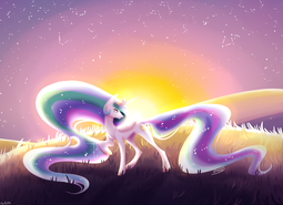 thumbnail of 2065339__safe_artist-colon-x4nny_artist-colon-zen-dash-ex_princess+celestia_pony_solo_stars_sunrise_twilight+(astronomy).png