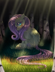 thumbnail of 1781732__safe_artist-colon-verawitch_fluttershy_crepuscular+rays_dappled+sunlight_female_floppy+ears_forest_grass_head+turn_looking+at+you_looking+back.png