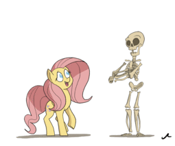 thumbnail of 1323174__safe_artist-colon-docwario_fluttershy_2spooky_animated_bone_cute_dancing_duo_gif_happy_open+mouth_pegasus_pony_shyabetes_simple+background_ske.gif