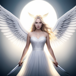 thumbnail of 00192-1167232775-realistic photo of an angelic woman with a (wide shining halo behind her head),  detailed face, (strong wings behind her back) (.png