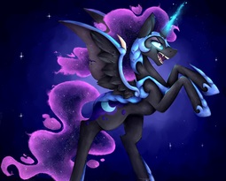 thumbnail of 1994917__safe_artist-colon-invaderkj_nightmare+moon_alicorn_armor_ethereal+mane_fangs_female_galaxy+mane_glowing+horn_hoof+shoes_mare_open+mouth_pony_p.jpg