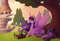 thumbnail of 1904694__safe_artist-colon-28gooddays_twilight+sparkle_alicorn_pony_book_bookends_canterlot_ethereal+mane_female_hilarious+in+hindsight_jewelry_looking.png