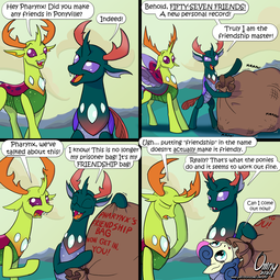 thumbnail of 2305763__safe_artist-colon-omny87_bon+bon_pharynx_sweetie+drops_thorax_changedling_changeling_earth+pony_bag_bipedal_comic_dialogue_facehoof_king+thorax_misunde.png