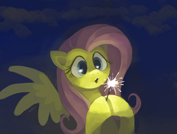 thumbnail of 2390869__safe_artist-colon-dotkwa_fluttershy_pegasus_pony_cloud_female_open+mouth_painting_reflection_solo_sparkler+28firework29_wings.png