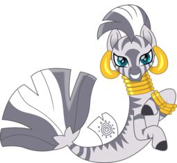 thumbnail of 2776287__safe_artist-colon-cloudyglow_derpibooru+import_zecora_seapony+28g429_zebra_blue+eyes_dorsal+fin_female_fish+tail_flowing+tail_jewelry_lookin.png