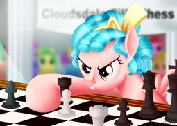 thumbnail of 2728843__safe_artist-colon-leonkay_derpibooru+import_cozy+glow_pegasus_pony_blurry+background_chess_female_filly_solo.jpg