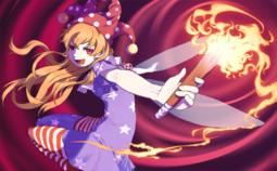 thumbnail of lolibooru 613015 american_flag_dress looking_at_viewer multicolored_pantyhose multicoloured_clothes multicoloured_dress polka_dot_headwear third-party_source.png