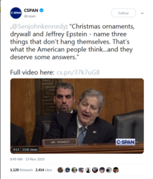 thumbnail of Screenshot_2019-11-19 CSPAN on Twitter Senjohnkennedy “Christmas ornaments, drywall and Jeffrey Epstein - name three things[...].png