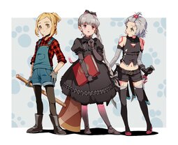 thumbnail of lolibooru 677487 jack_the_ripper_(fate_apocrypha) looking_to_the_side nursery_rhyme_(fate_extra) paul_bunyan_(second_ascension)_(fate) paw_print_background.jpg