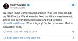 thumbnail of Screenshot_2019-09-02 Rudy Giuliani ‘Prosecutions Will Happen’ Following Damning IG Report on Comey – True Pundit.png
