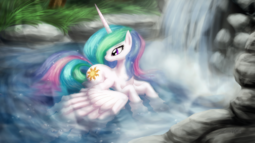 thumbnail of 85962__safe_artist-colon-zedrin_princess+celestia_bathing_belly+wings_colored_crepuscular+rays_digital+painting_pool_prone_river_solo_spread+wings_wate.png