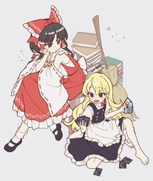 thumbnail of lolibooru 614981 ability_card_(touhou) bare_shoulders detached_sleeves japanese_clothes kirisame_marisa multiple_girls nontraditional_miko ribbon-trimmed_sleeves.jpg