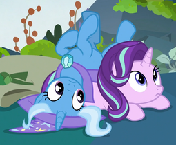 thumbnail of 430629__safe_starlight+glimmer_trixie_pony_unicorn_cape_changeling+kingdom_clothes_cropped_cute_daaaaaaaaaaaw_diatrixes_female_glimmerbetes_hat_hnnng_hooves+up.png