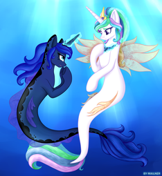 thumbnail of 22070__safe_artist-colon-mailner_princess+celestia_princess+luna_crown_cute_eyelashes_female_glow_horn_jewelry_looking+at+each+other_magic_magic+aura_my+littl.png